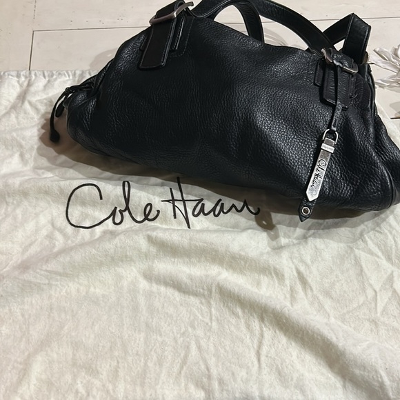 Cole Haan Black Pebble Leather Hobo Satchel Bag w/ duster bag - Picture 5 of 16
